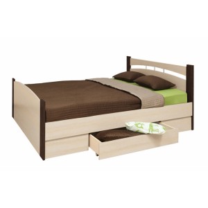 Кровать шириной 1400 с ящиком ясень шимо темный