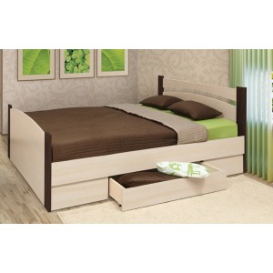 Кровать шириной 1400 с ящиком ясень шимо темный